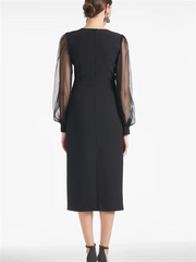 Sheath Column V Neck Tea Length Mother Of The Bride Dresses