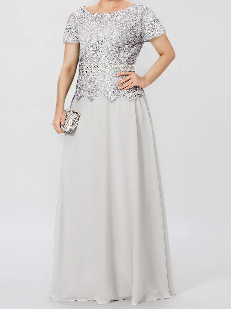 A Line Princess Short Sleeves Mother Of The Bride Dresses With Applique Sequins