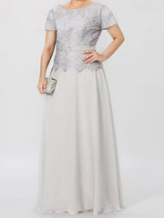 A Line Princess Short Sleeves Mother Of The Bride Dresses With Applique Sequins