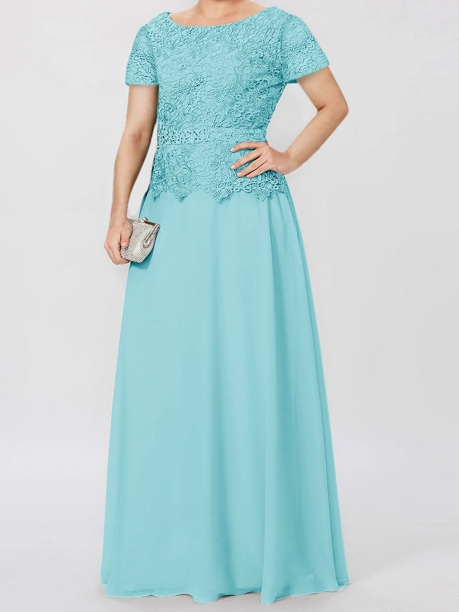 A Line Princess Short Sleeves Mother Of The Bride Dresses With Applique Sequins