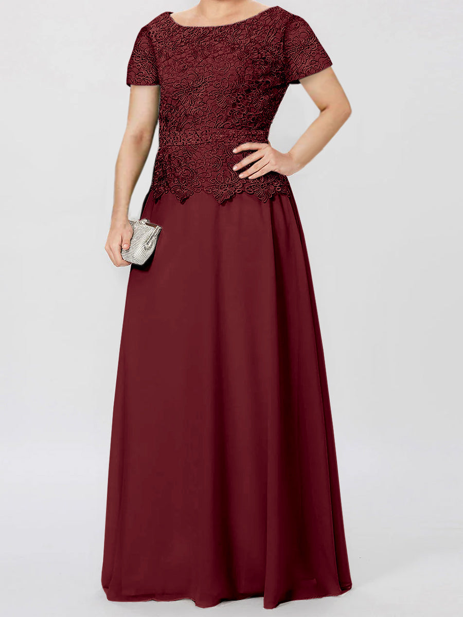 A Line Princess Short Sleeves Mother Of The Bride Dresses With Applique Sequins