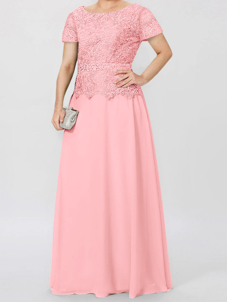 A Line Princess Short Sleeves Mother Of The Bride Dresses With Applique Sequins