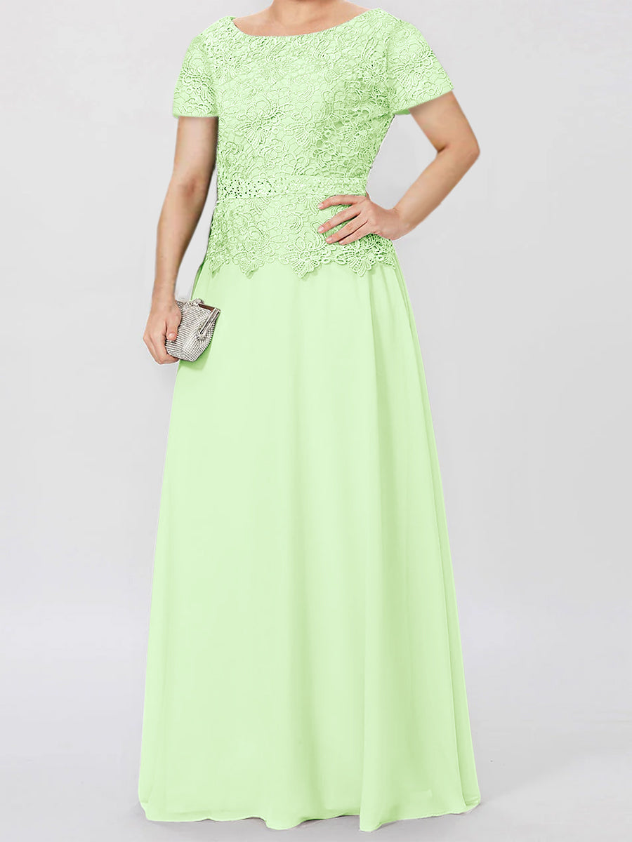A Line Princess Short Sleeves Mother Of The Bride Dresses With Applique Sequins