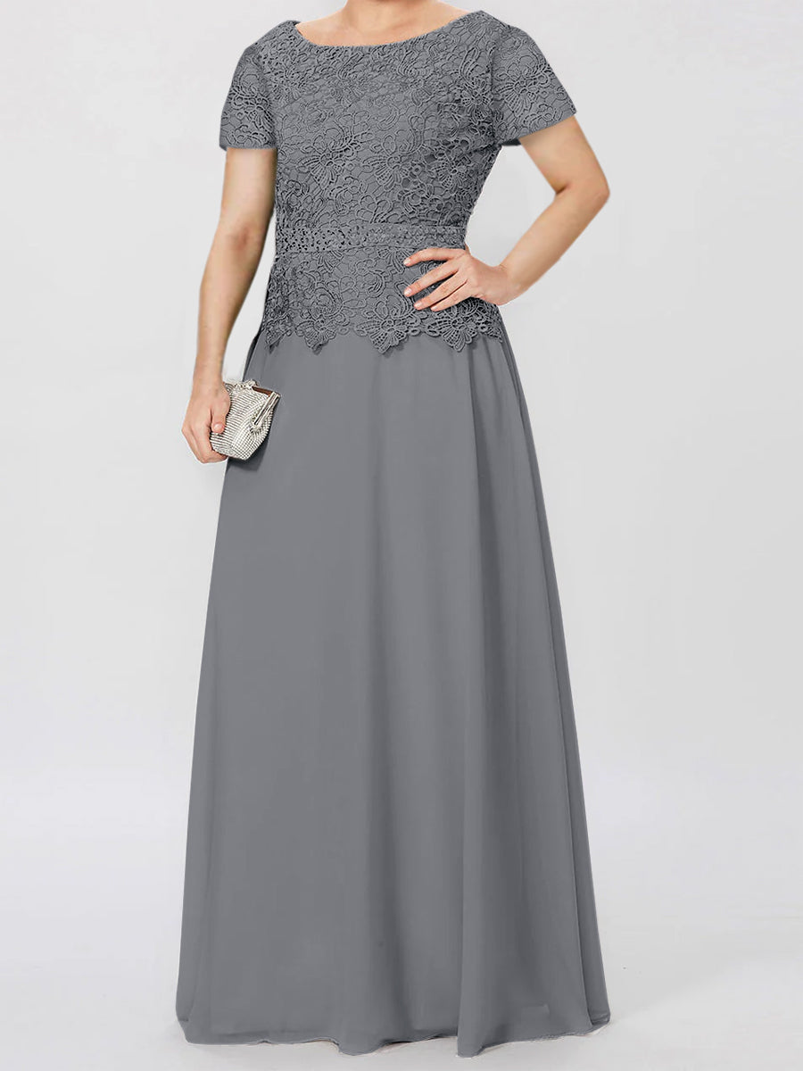 A Line Princess Short Sleeves Mother Of The Bride Dresses With Applique Sequins