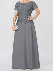 A Line Princess Short Sleeves Mother Of The Bride Dresses With Applique Sequins