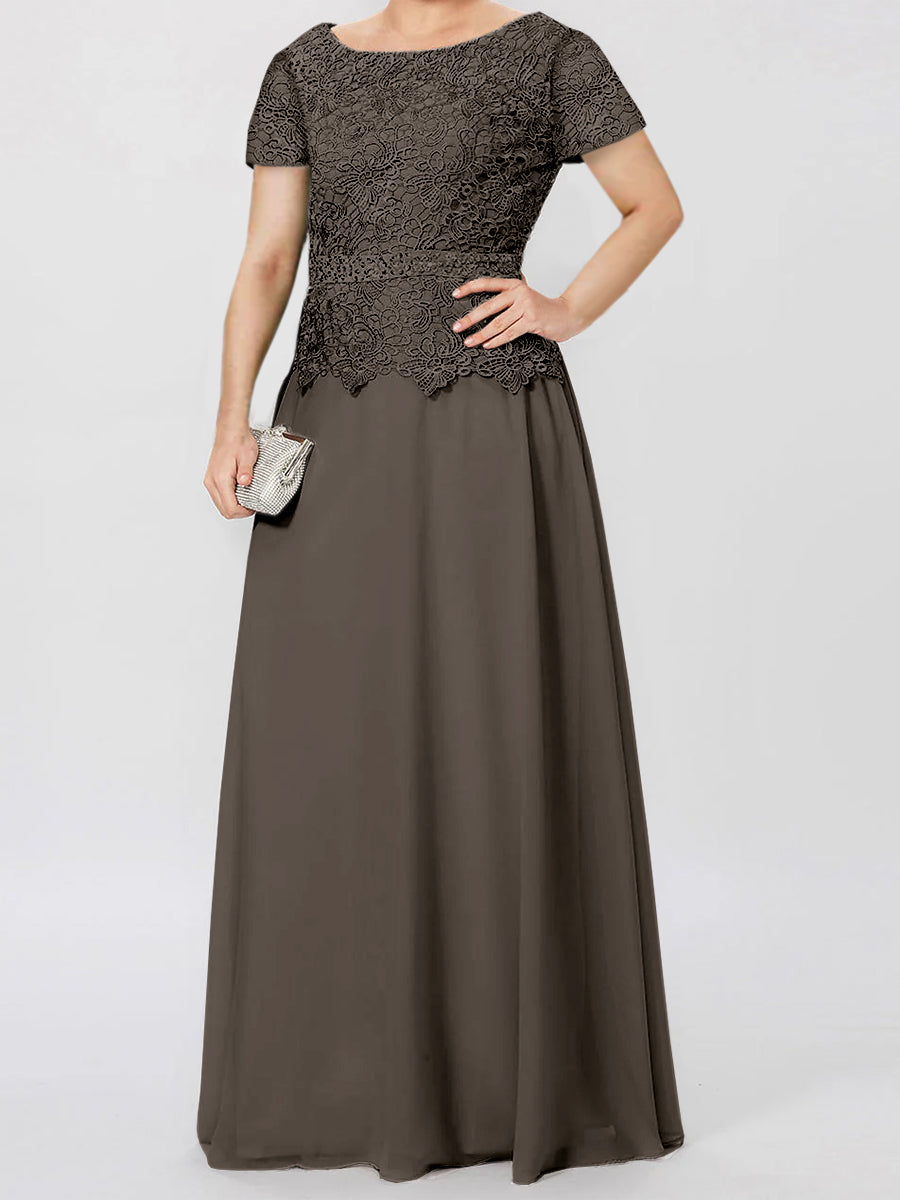 A Line Princess Short Sleeves Mother Of The Bride Dresses With Applique Sequins