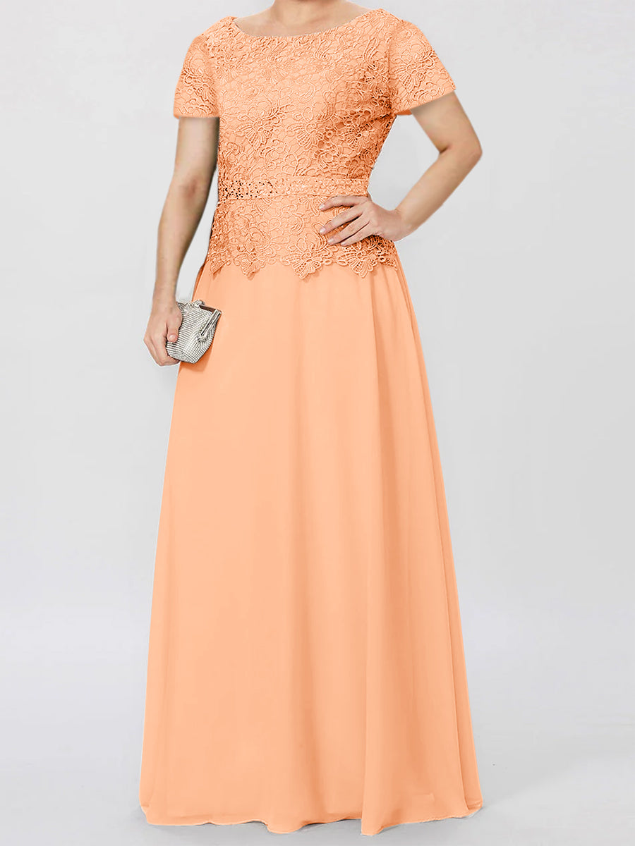 A Line Princess Short Sleeves Mother Of The Bride Dresses With Applique Sequins