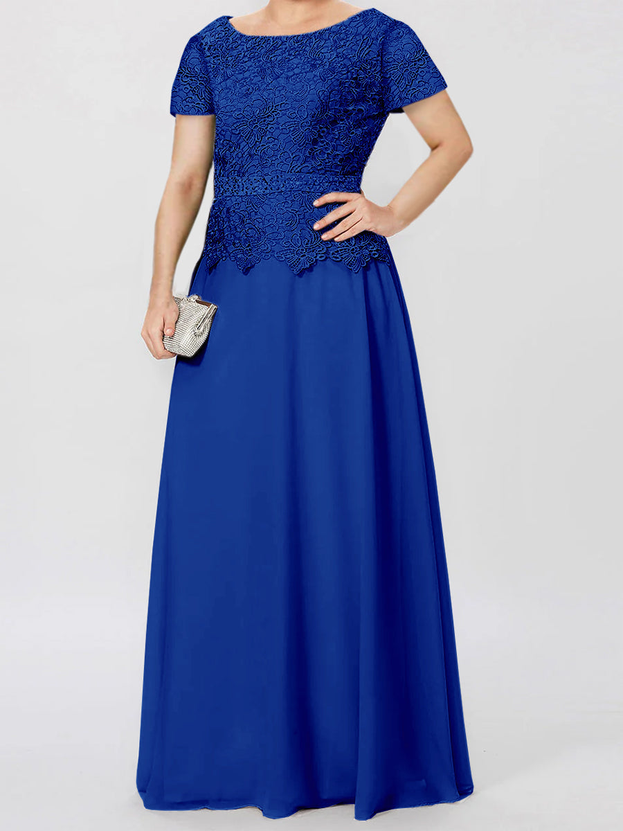 A Line Princess Short Sleeves Mother Of The Bride Dresses With Applique Sequins