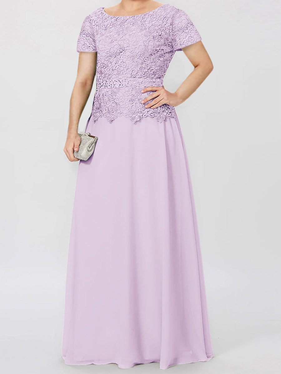 A Line Princess Short Sleeves Mother Of The Bride Dresses With Applique Sequins