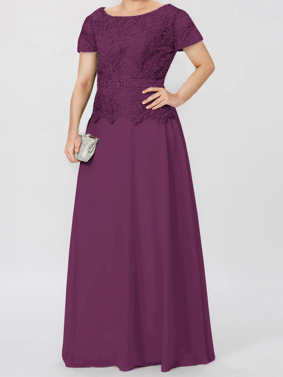 A Line Princess Short Sleeves Mother Of The Bride Dresses With Applique Sequins