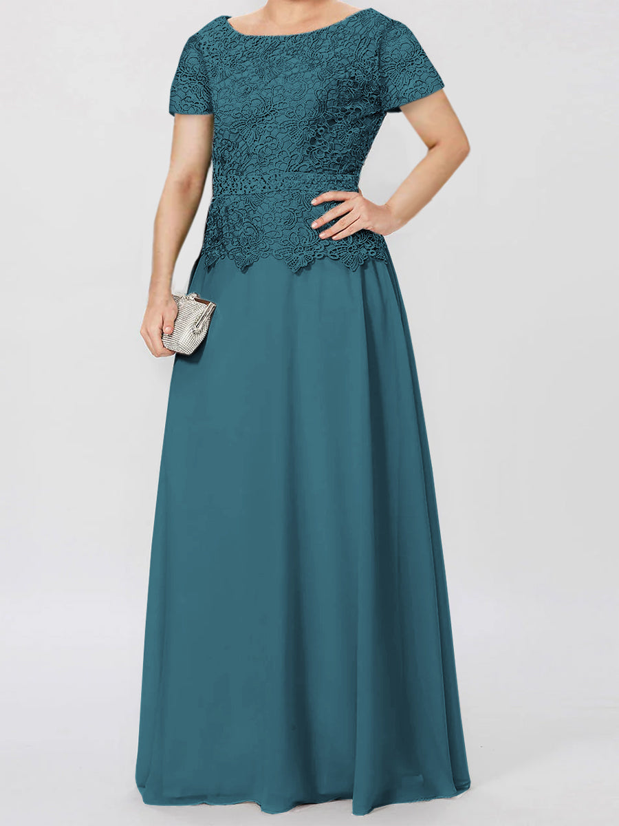 A Line Princess Short Sleeves Mother Of The Bride Dresses With Applique Sequins
