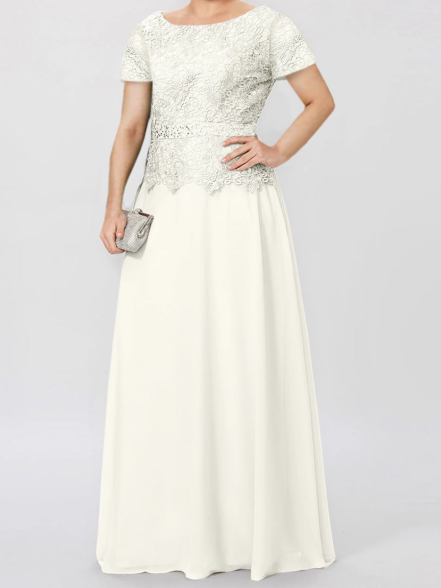 A Line Princess Short Sleeves Mother Of The Bride Dresses With Applique Sequins