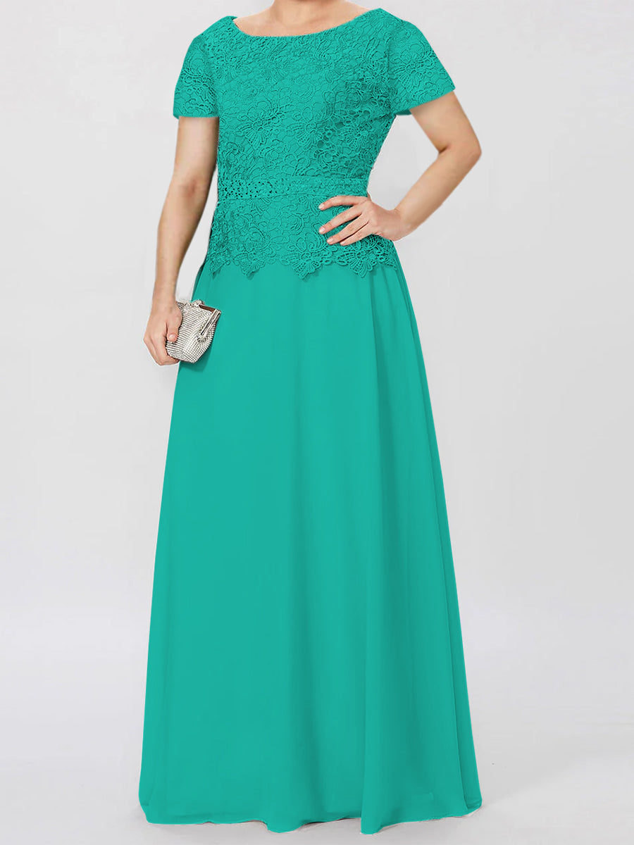 A Line Princess Short Sleeves Mother Of The Bride Dresses With Applique Sequins