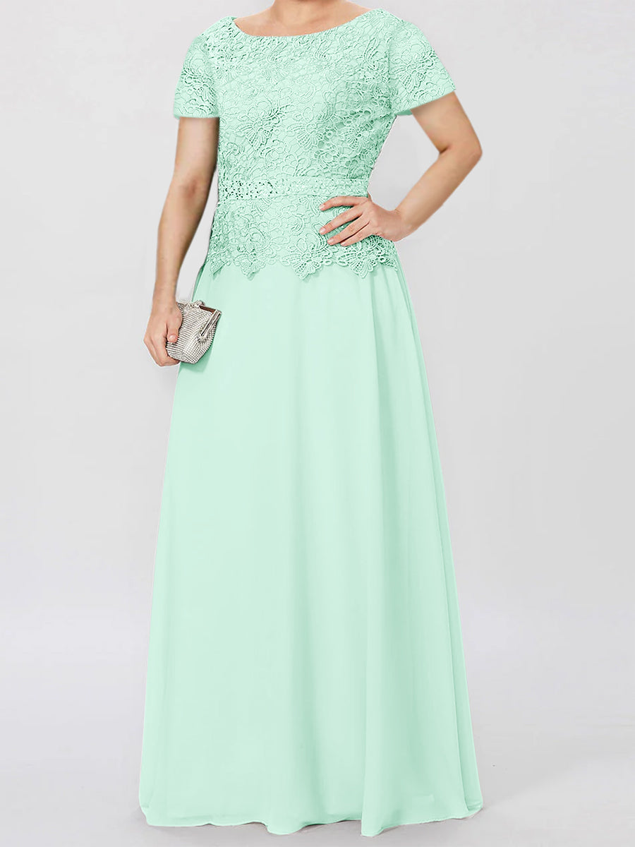 A Line Princess Short Sleeves Mother Of The Bride Dresses With Applique Sequins