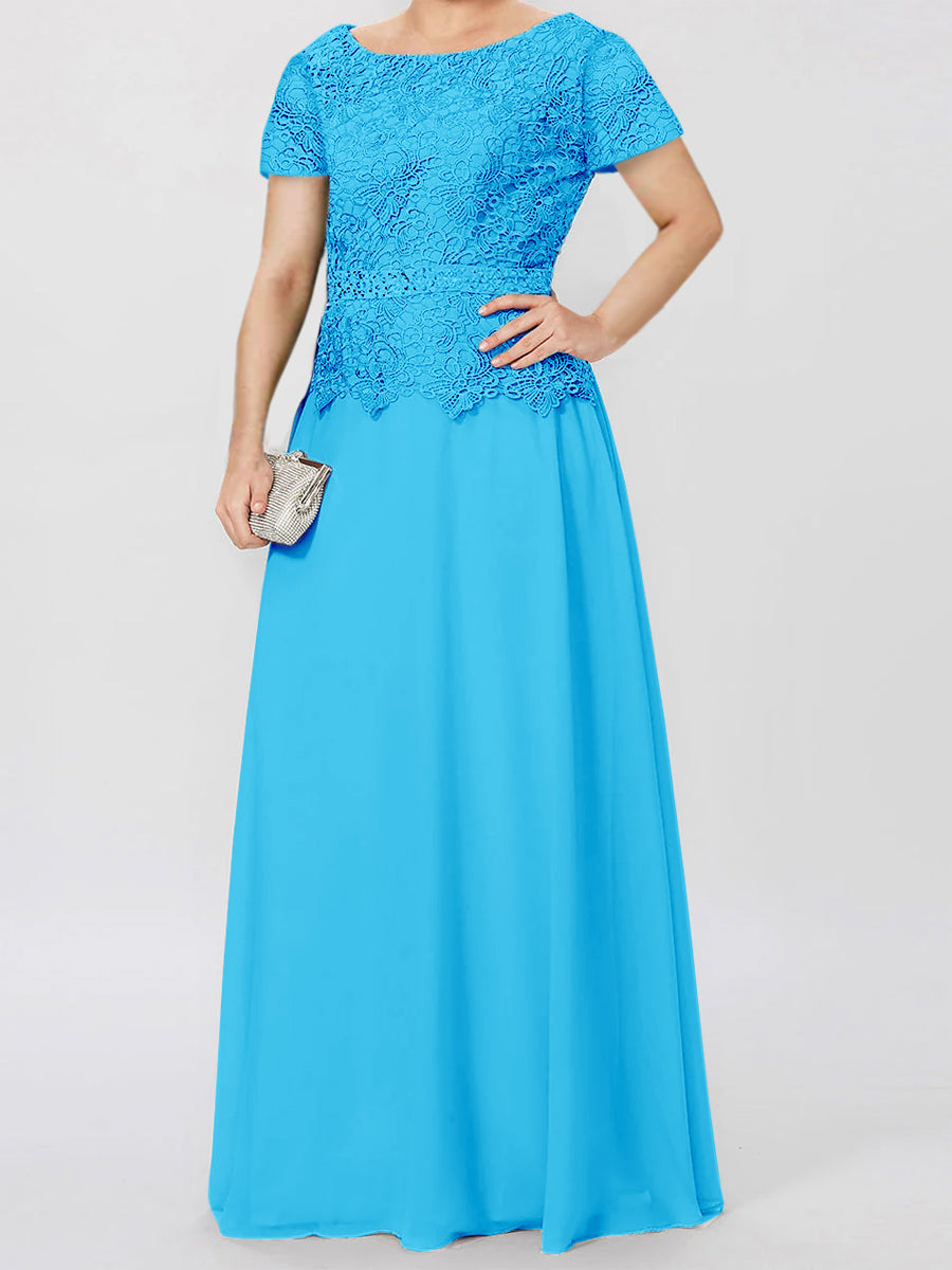 A Line Princess Short Sleeves Mother Of The Bride Dresses With Applique Sequins