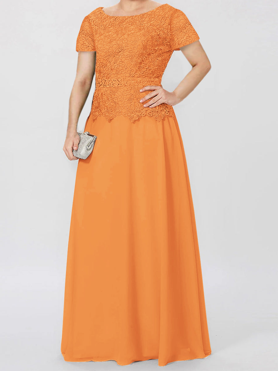 A Line Princess Short Sleeves Mother Of The Bride Dresses With Applique Sequins