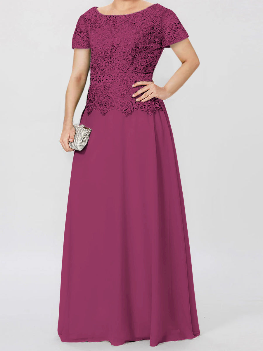 A Line Princess Short Sleeves Mother Of The Bride Dresses With Applique Sequins