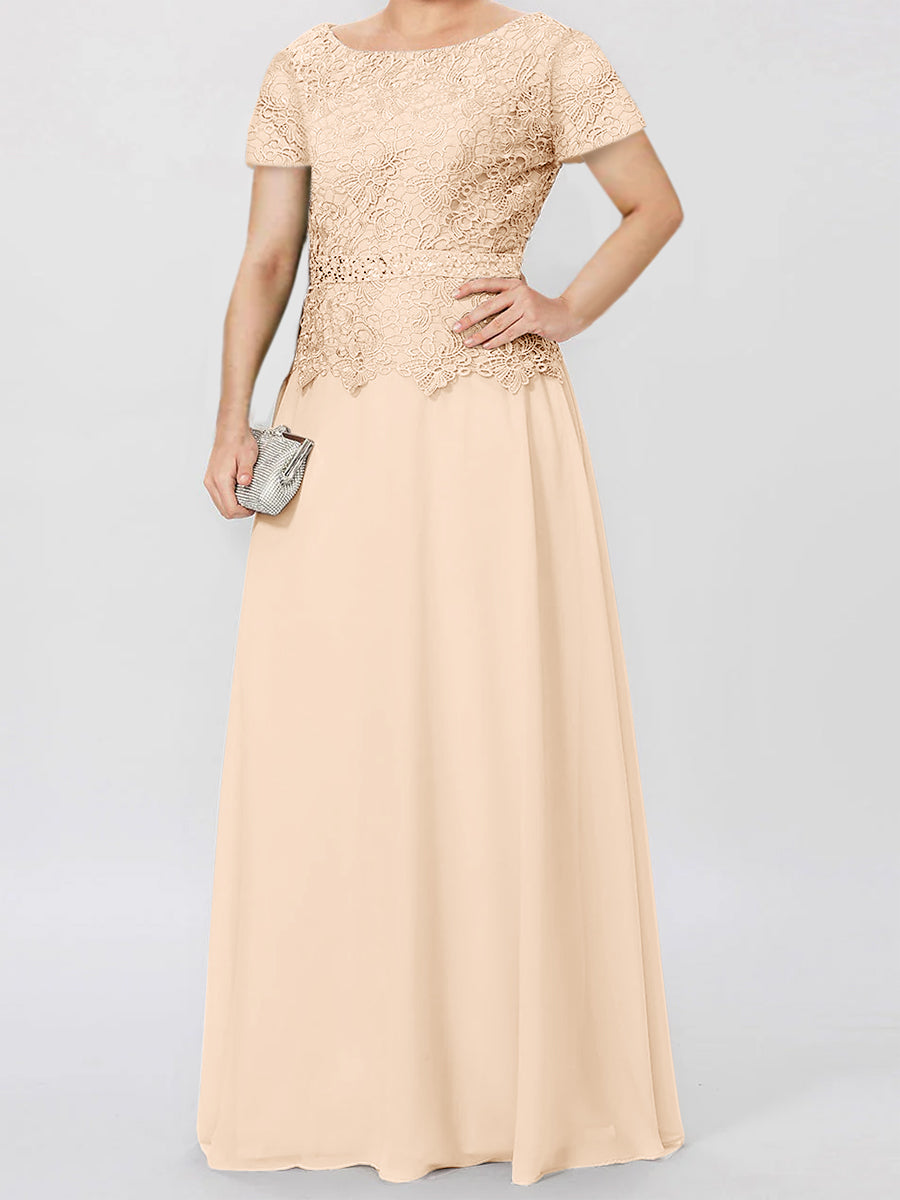 A Line Princess Short Sleeves Mother Of The Bride Dresses With Applique Sequins