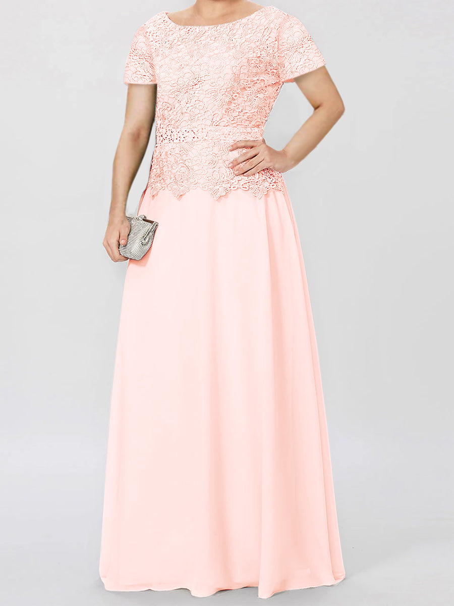 A Line Princess Short Sleeves Mother Of The Bride Dresses With Applique Sequins