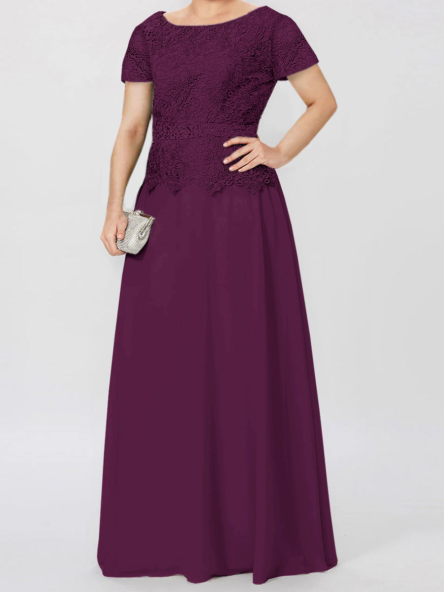 A Line Princess Short Sleeves Mother Of The Bride Dresses With Applique Sequins