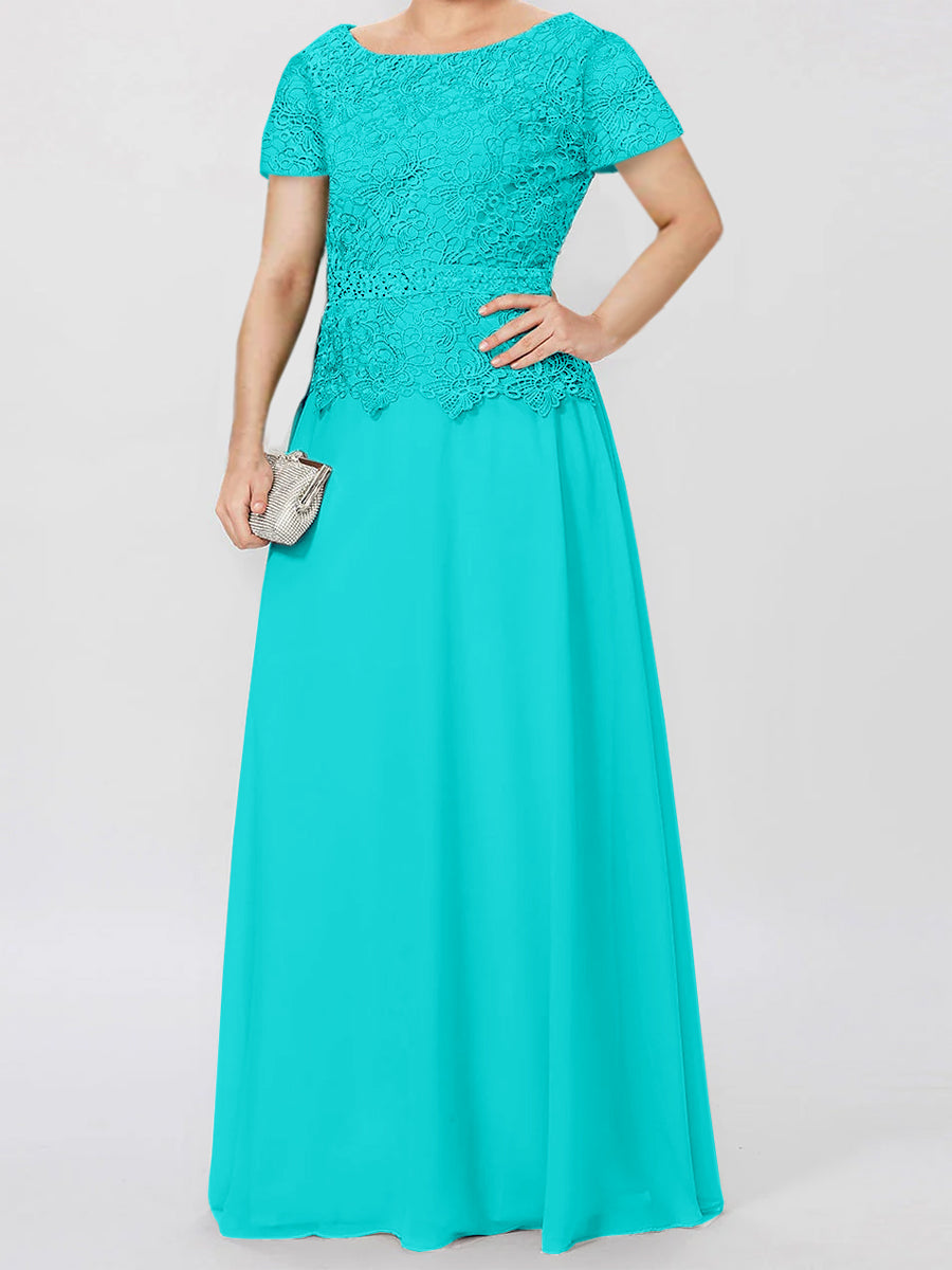 A Line Princess Short Sleeves Mother Of The Bride Dresses With Applique Sequins