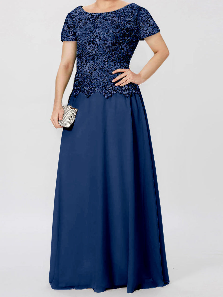 A Line Princess Short Sleeves Mother Of The Bride Dresses With Applique Sequins