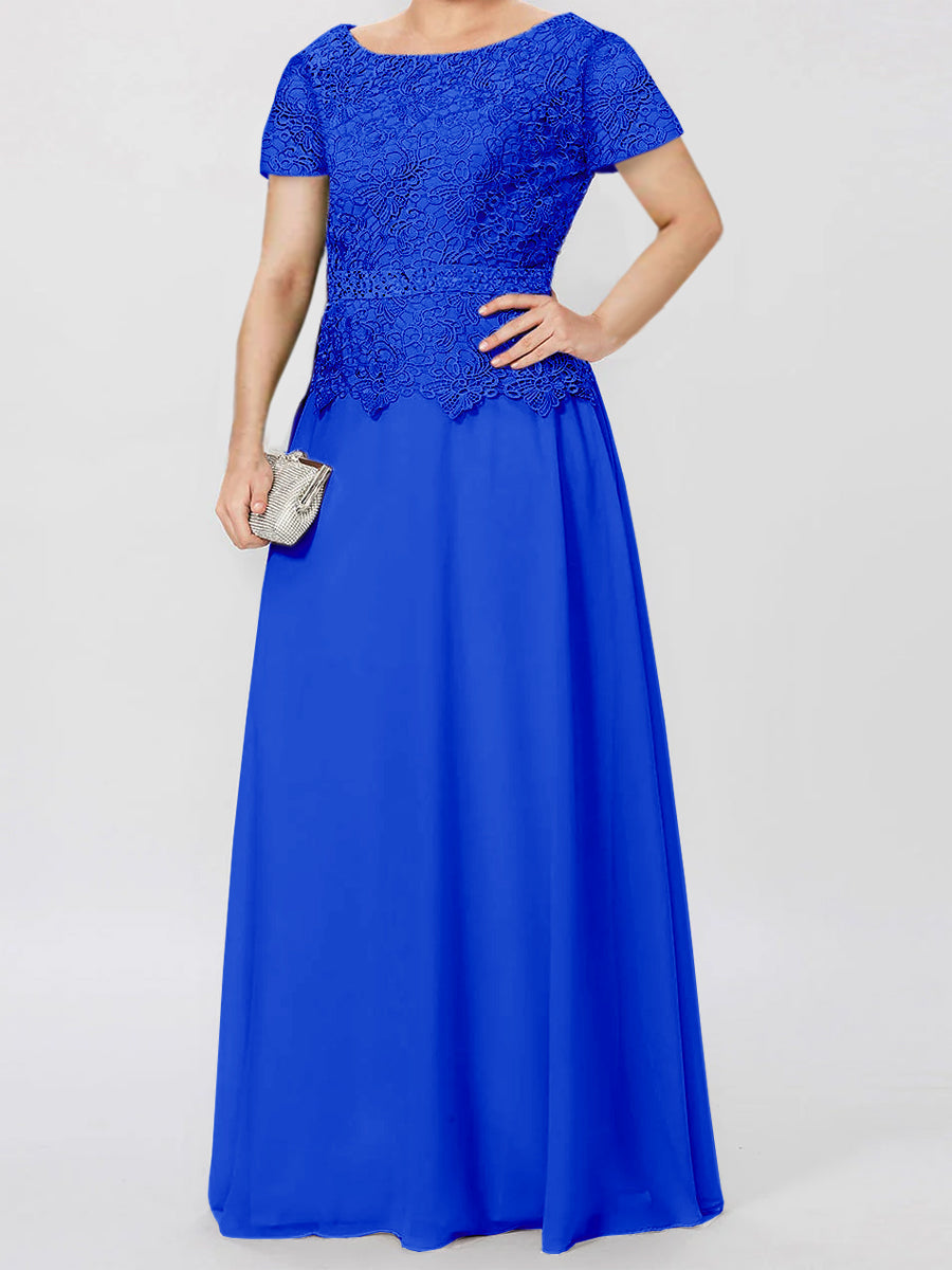 A Line Princess Short Sleeves Mother Of The Bride Dresses With Applique Sequins
