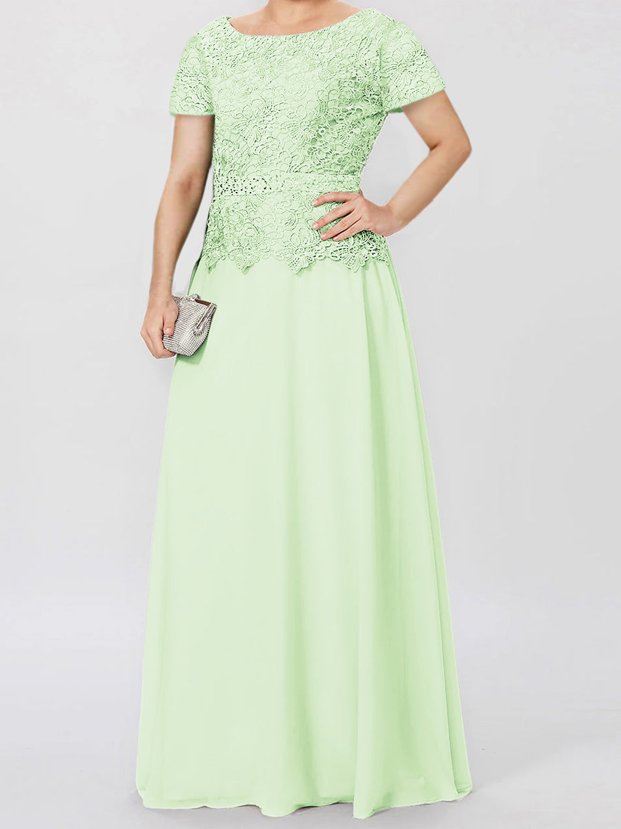 A Line Princess Short Sleeves Mother Of The Bride Dresses With Applique Sequins