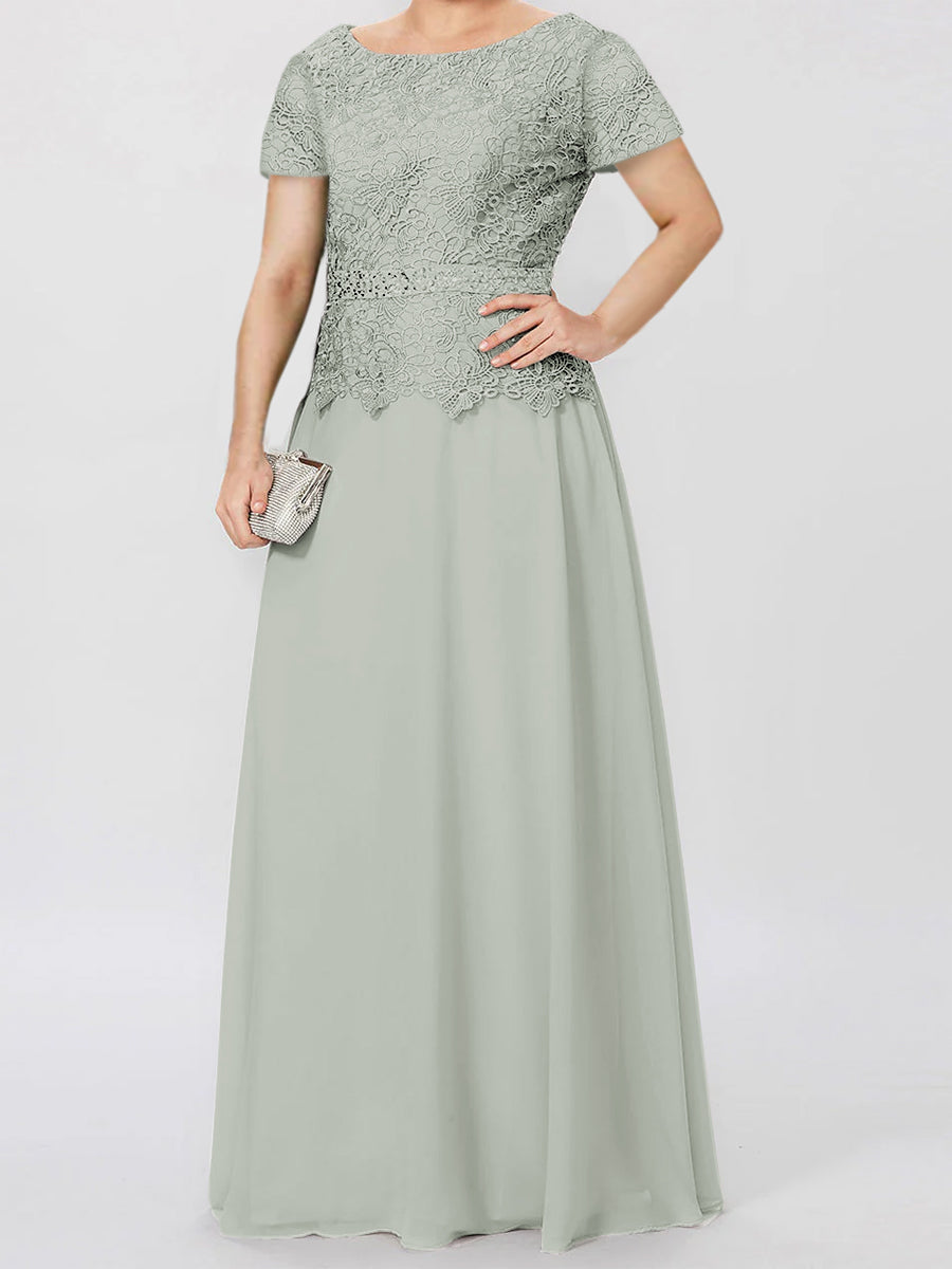 A Line Princess Short Sleeves Mother Of The Bride Dresses With Applique Sequins