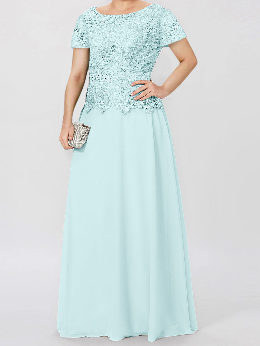 A Line Princess Short Sleeves Mother Of The Bride Dresses With Applique Sequins