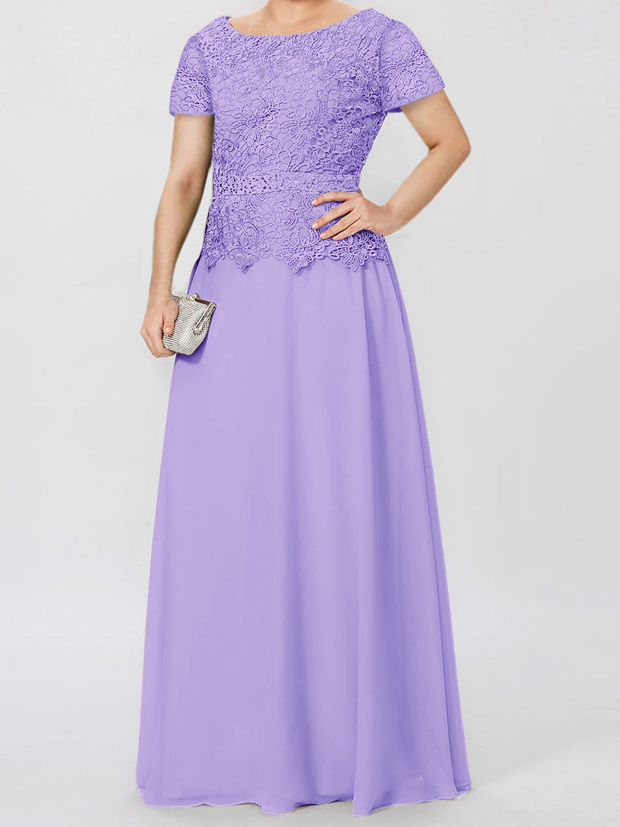 A Line Princess Short Sleeves Mother Of The Bride Dresses With Applique Sequins