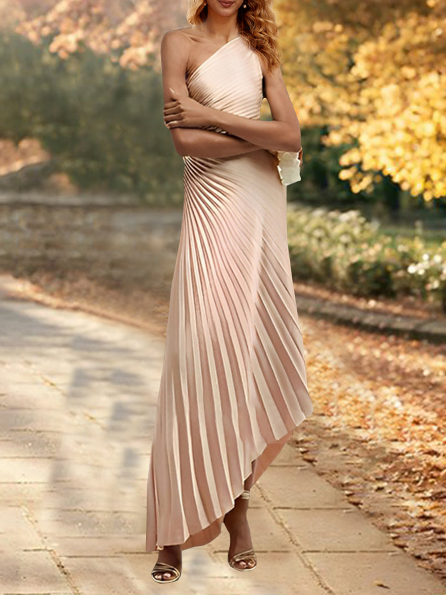 Sheath Column One Shoulder Asymmetrical Floor Length Mother Of The Bride Dresses