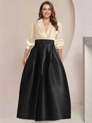 A Line Princess V Neck Long Sleeves Plus Size Mother Of The Bride Dresses With Pockets