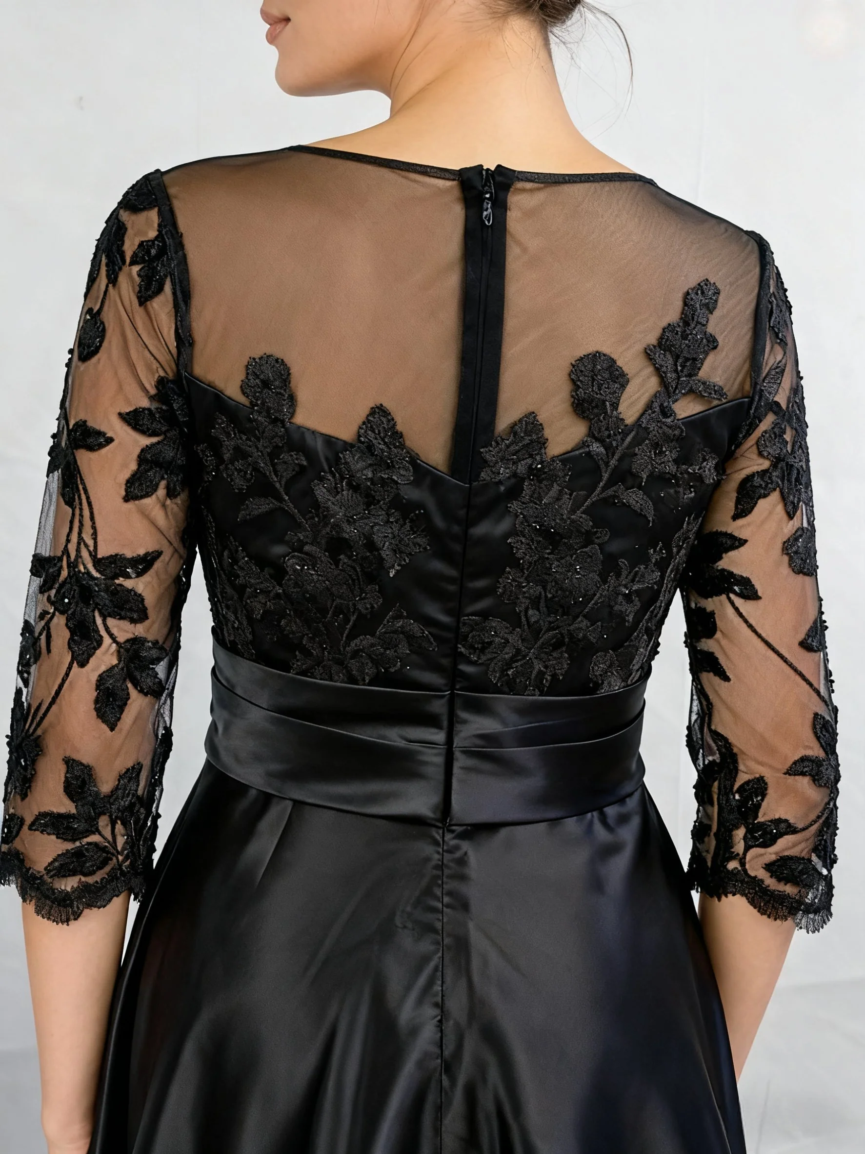 A Line Princess Sweetheart 3 4 Sleeves Floor Length Plus Size Mother Of The Bride Dresses With Lace Split Side