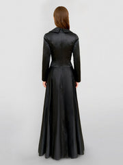 A Line Princess Long Sleeves V Neck Floor Length Evening Dresses