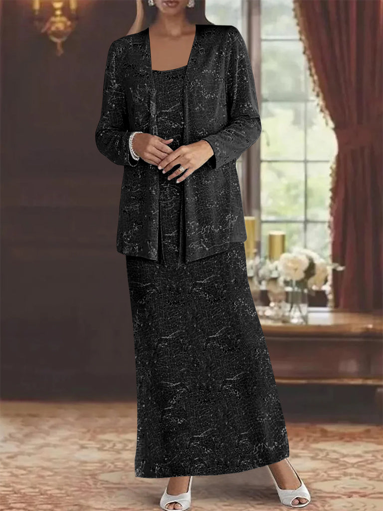 Chiffon Scoop Ankle Length Mother Of The Bride Dresses With Sequins Jacket