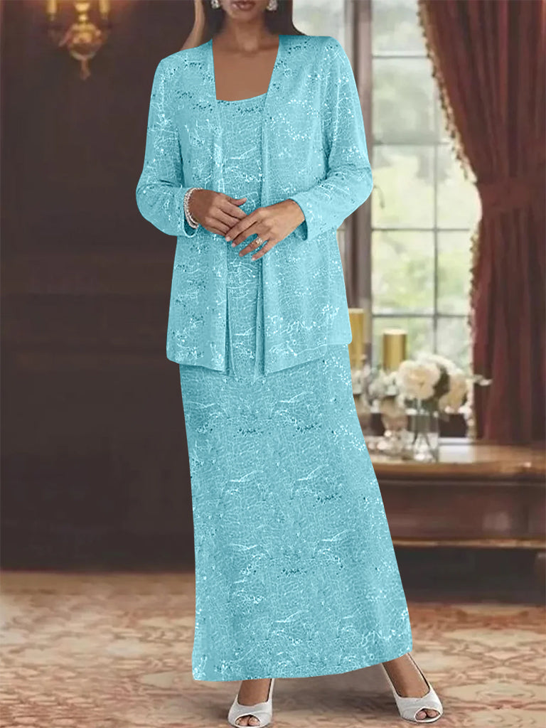 Chiffon Scoop Ankle Length Mother Of The Bride Dresses With Sequins Jacket