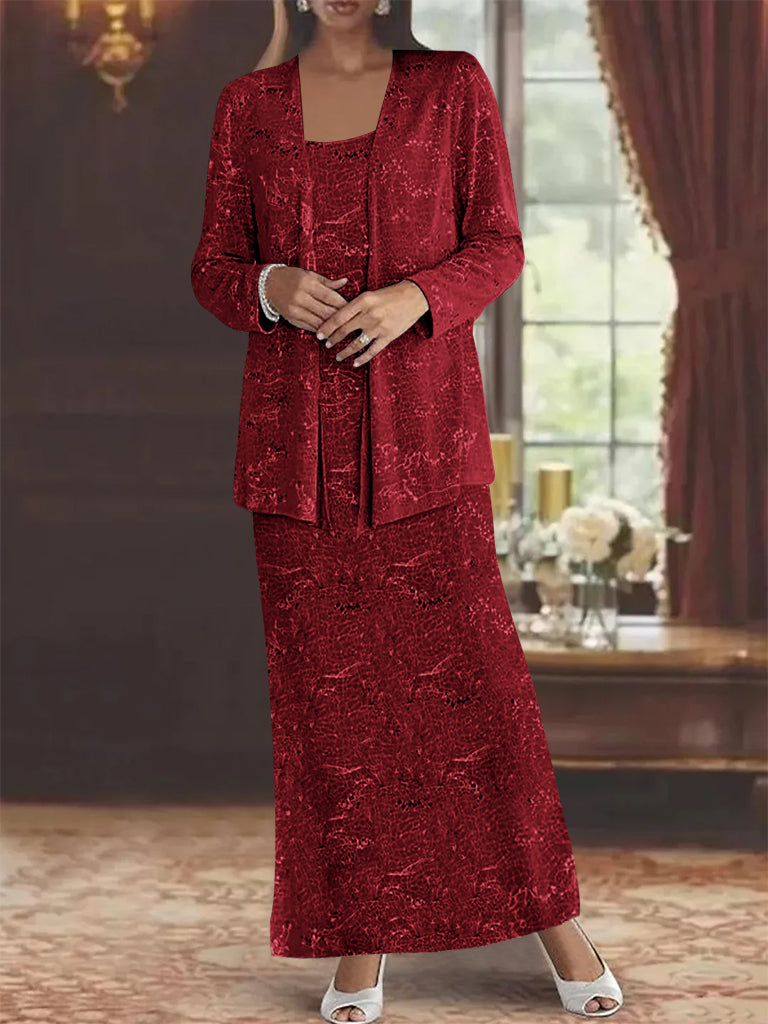 Chiffon Scoop Ankle Length Mother Of The Bride Dresses With Sequins Jacket