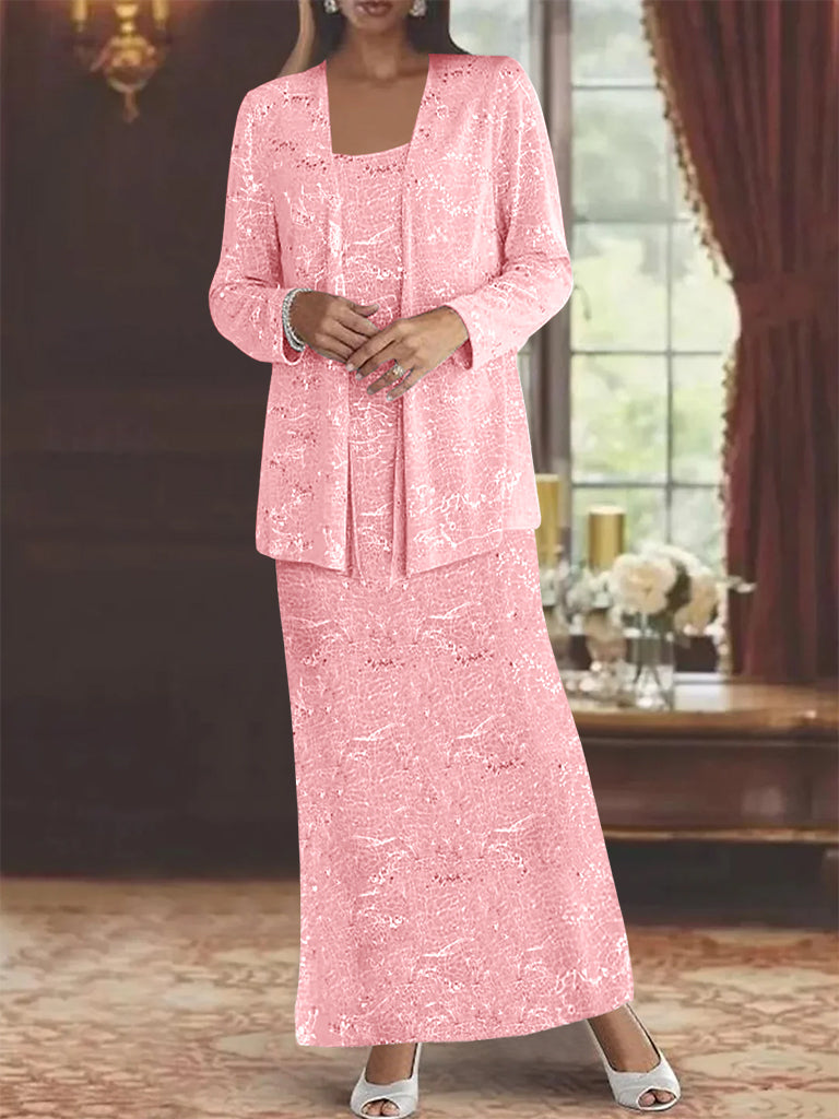 Chiffon Scoop Ankle Length Mother Of The Bride Dresses With Sequins Jacket