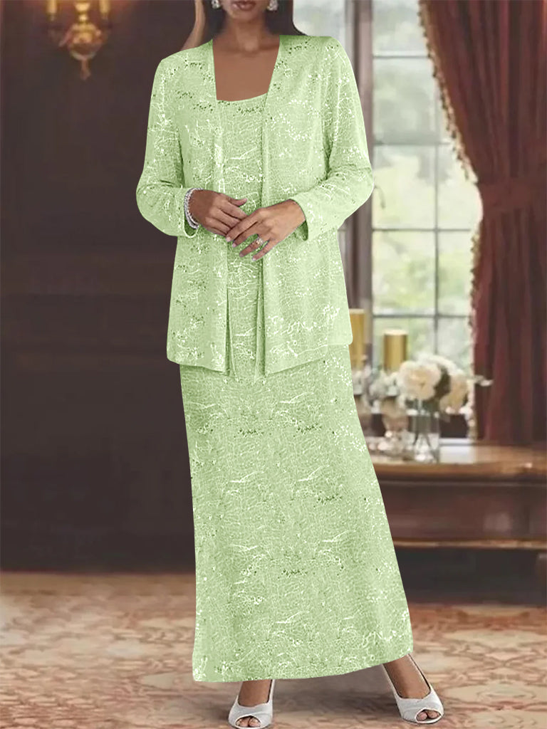 Chiffon Scoop Ankle Length Mother Of The Bride Dresses With Sequins Jacket