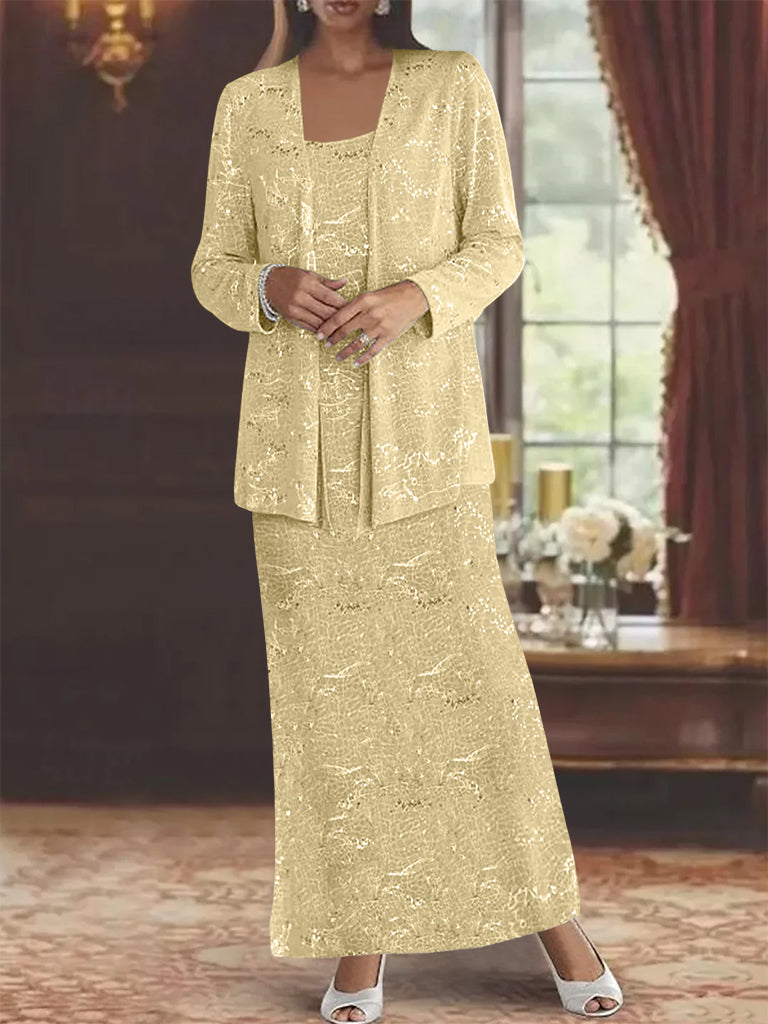 Chiffon Scoop Ankle Length Mother Of The Bride Dresses With Sequins Jacket