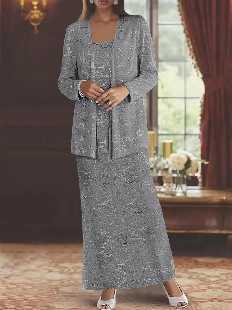 Chiffon Scoop Ankle Length Mother Of The Bride Dresses With Sequins Jacket