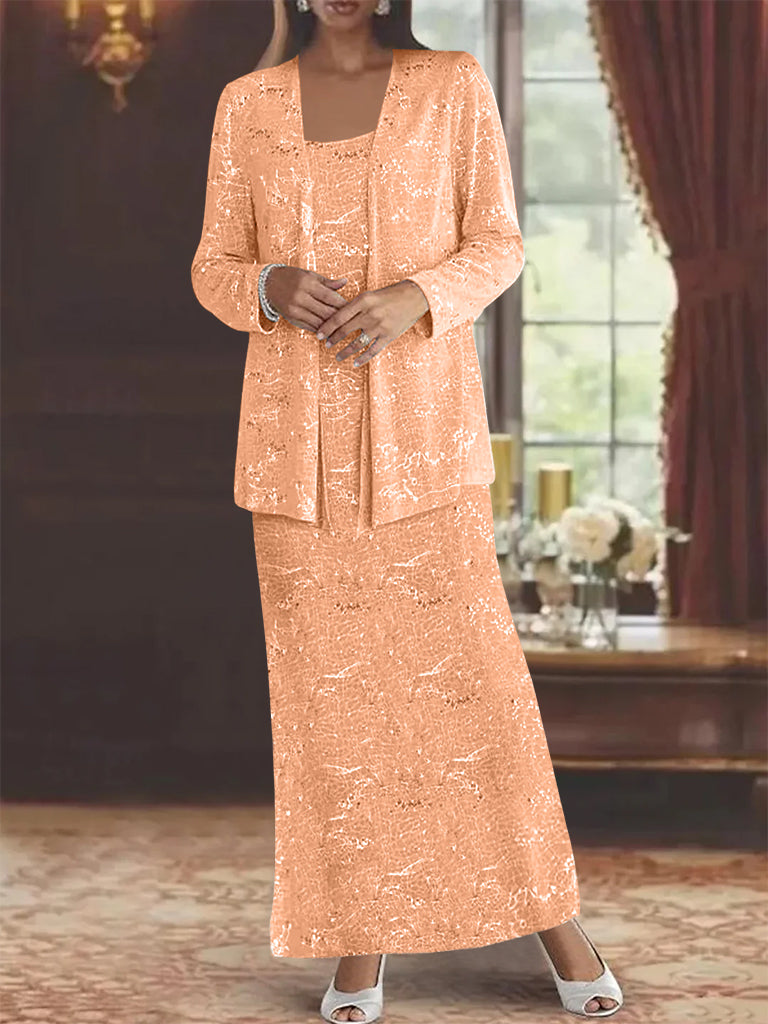 Chiffon Scoop Ankle Length Mother Of The Bride Dresses With Sequins Jacket