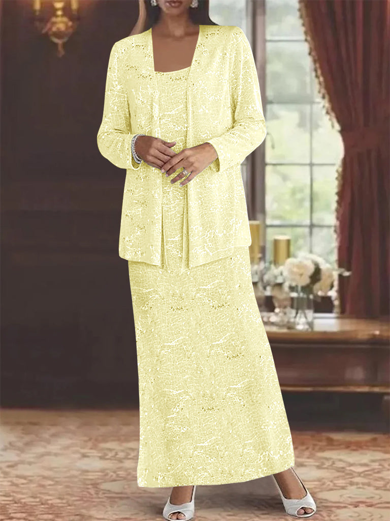 Chiffon Scoop Ankle Length Mother Of The Bride Dresses With Sequins Jacket