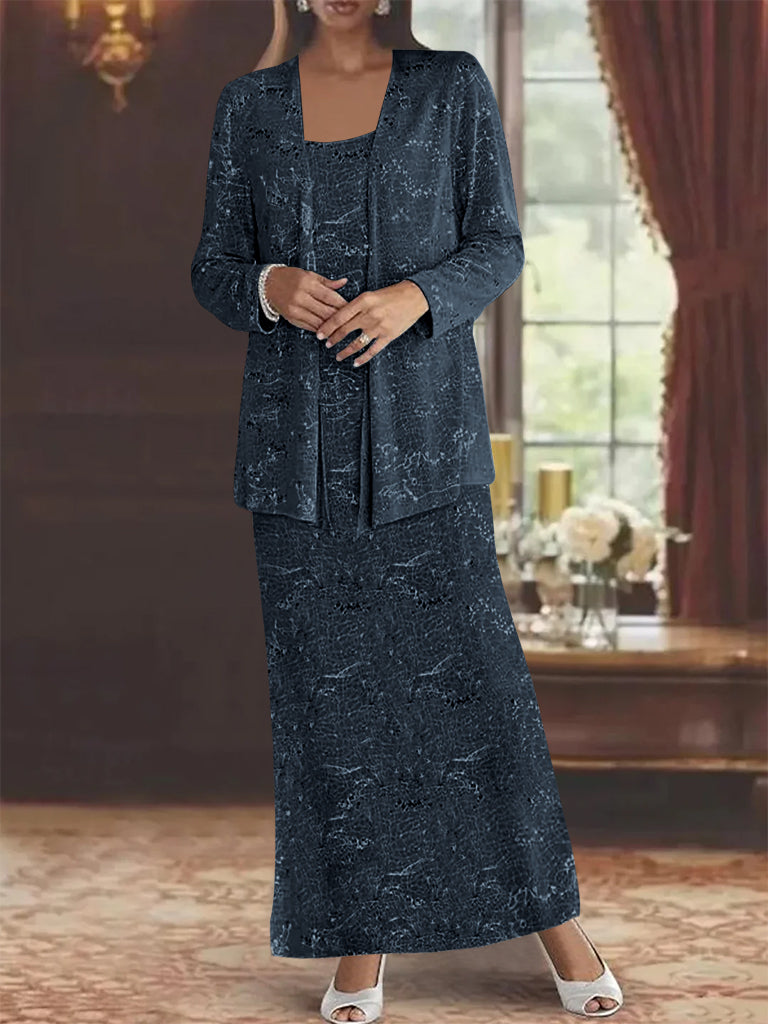 Chiffon Scoop Ankle Length Mother Of The Bride Dresses With Sequins Jacket