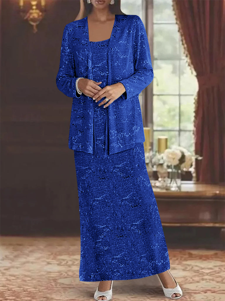 Chiffon Scoop Ankle Length Mother Of The Bride Dresses With Sequins Jacket