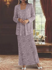 Chiffon Scoop Ankle Length Mother Of The Bride Dresses With Sequins Jacket