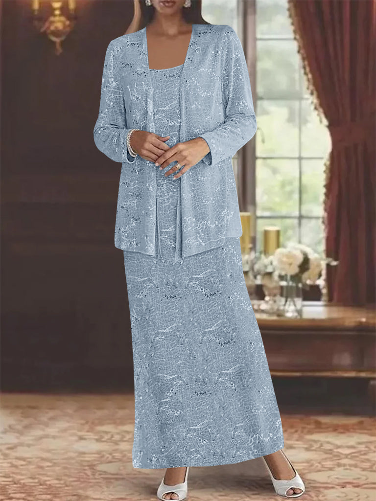 Chiffon Scoop Ankle Length Mother Of The Bride Dresses With Sequins Jacket