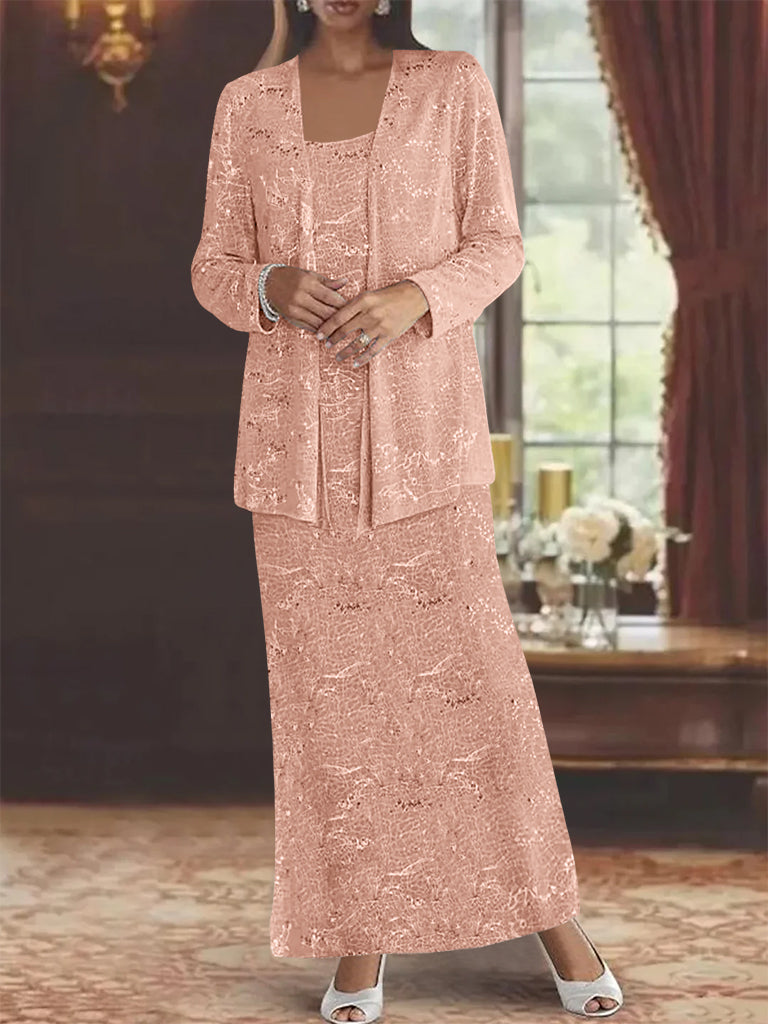 Chiffon Scoop Ankle Length Mother Of The Bride Dresses With Sequins Jacket