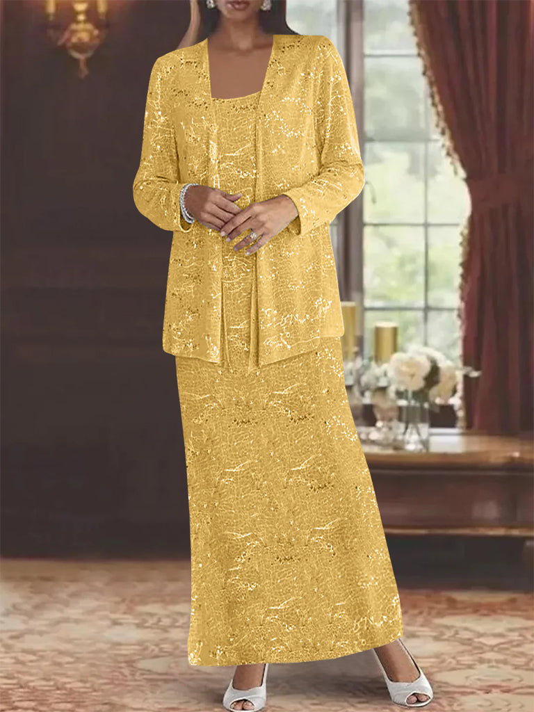 Chiffon Scoop Ankle Length Mother Of The Bride Dresses With Sequins Jacket